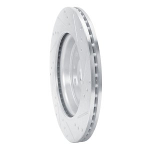 Buick Allure Brake Rotor (1) - Rear Left - R1 Concepts - Drilled & Slotted - Silver - `10-`25